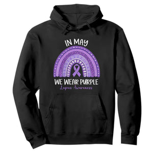 Lupus Awareness Hoodie In May We Wear Purple Ribbon Rainbow TS10 Black Print Your Wear