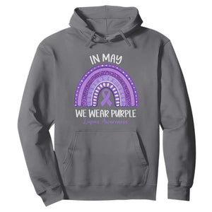 Lupus Awareness Hoodie In May We Wear Purple Ribbon Rainbow TS10 Charcoal Print Your Wear