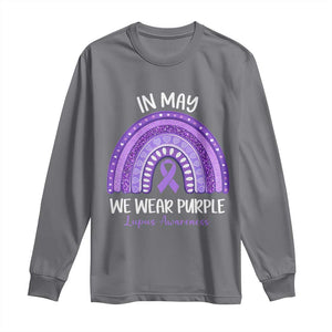 Lupus Awareness Long Sleeve Shirt In May We Wear Purple Ribbon Rainbow TS10 Charcoal Print Your Wear