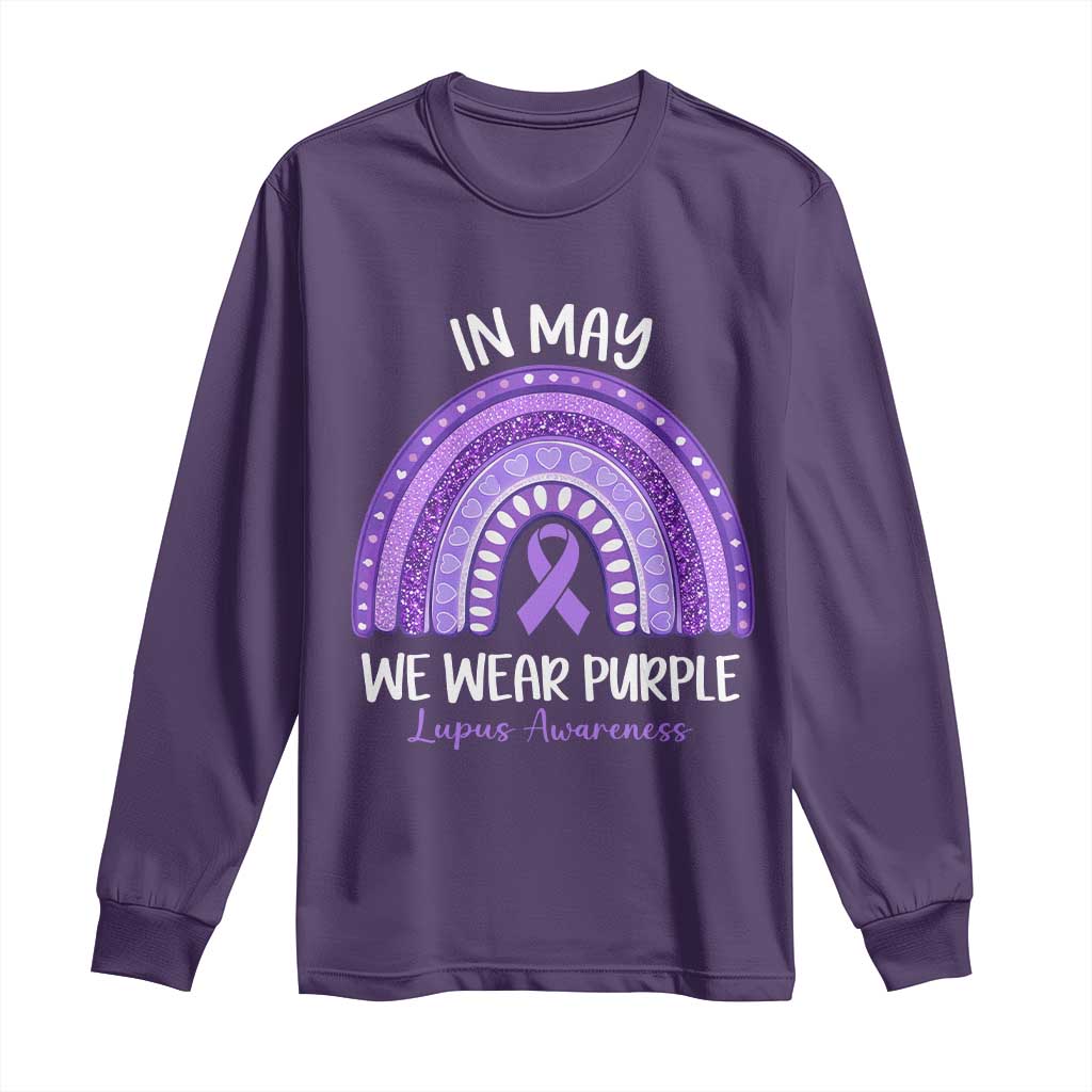 Lupus Awareness Long Sleeve Shirt In May We Wear Purple Ribbon Rainbow TS10 Purple Print Your Wear