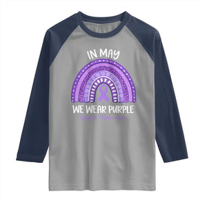 Lupus Awareness Raglan Shirt In May We Wear Purple Ribbon Rainbow TS10 Sport Gray Navy Print Your Wear