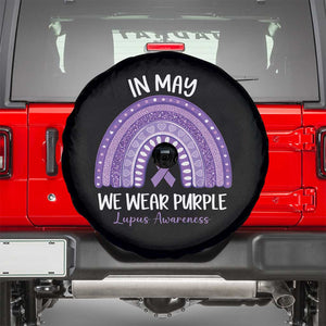 Lupus Awareness Spare Tire Cover In May We Wear Purple Ribbon Rainbow TS10 Black Print Your Wear