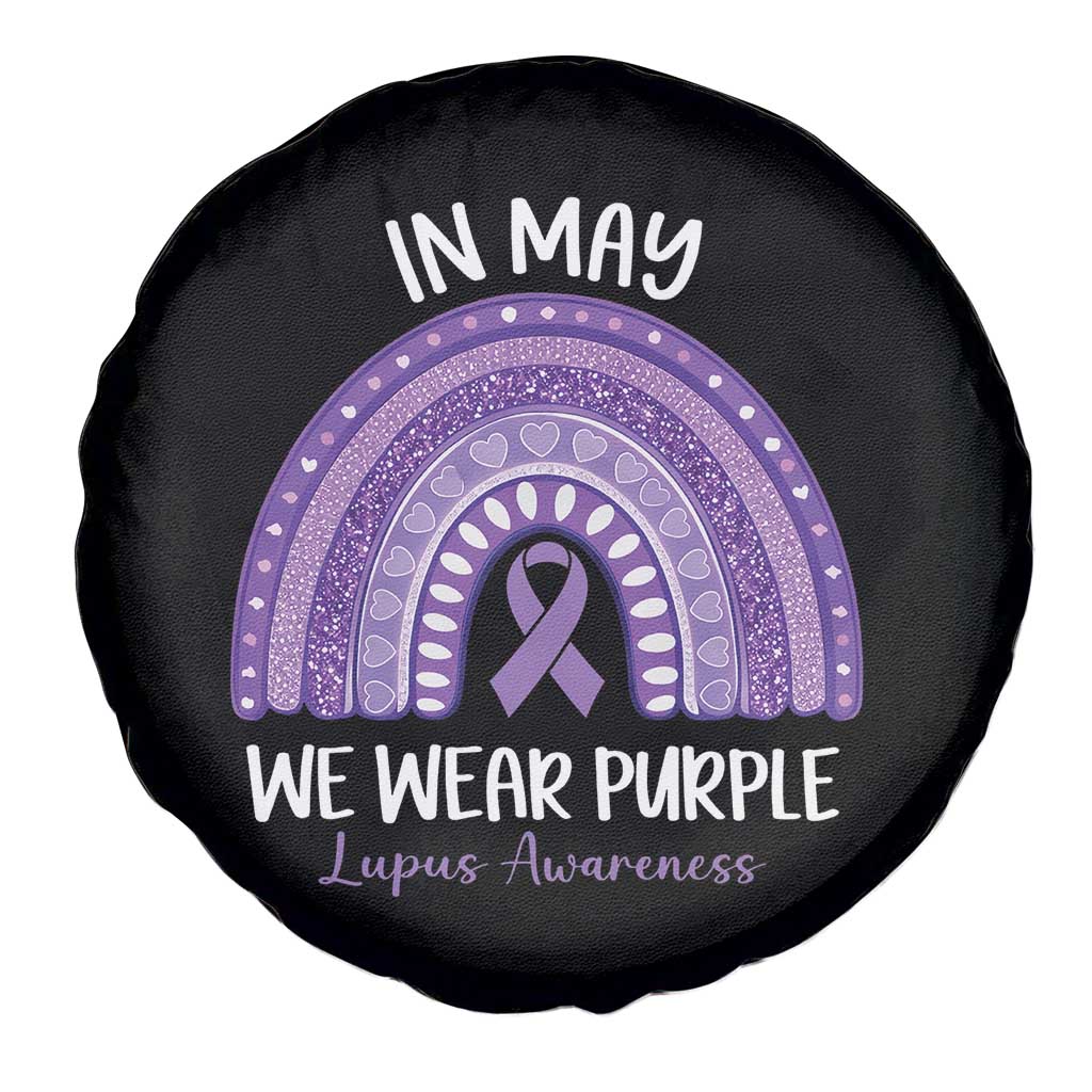 Lupus Awareness Spare Tire Cover In May We Wear Purple Ribbon Rainbow TS10 Print Your Wear