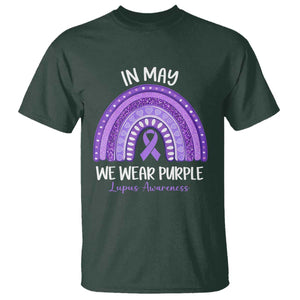 Lupus Awareness T Shirt - In May We Wear Purple - Ribbon Rainbow TS10 Dark Forest Green Print Your Wear