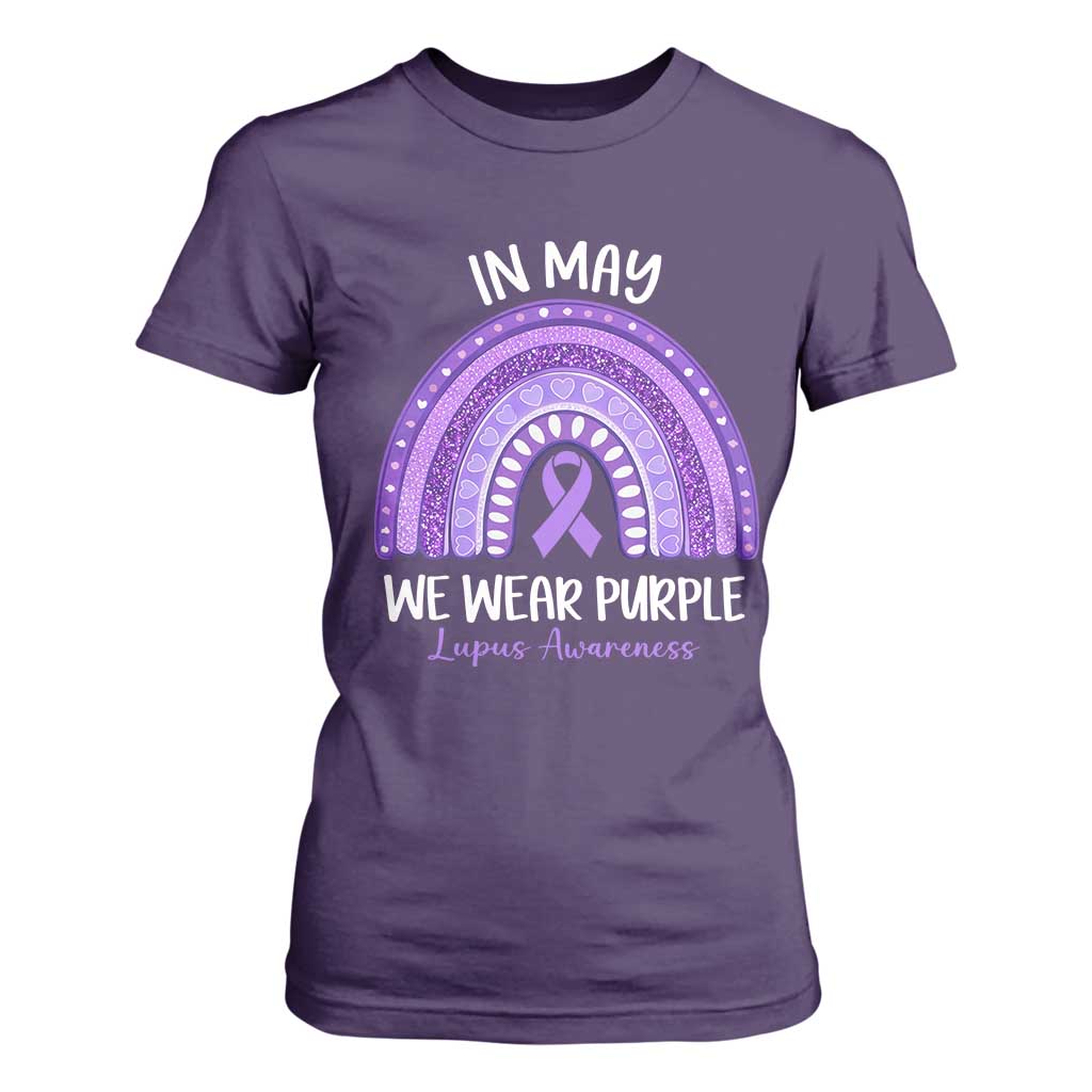 Lupus Awareness T Shirt For Women In May We Wear Purple Ribbon Rainbow TS10 Purple Print Your Wear