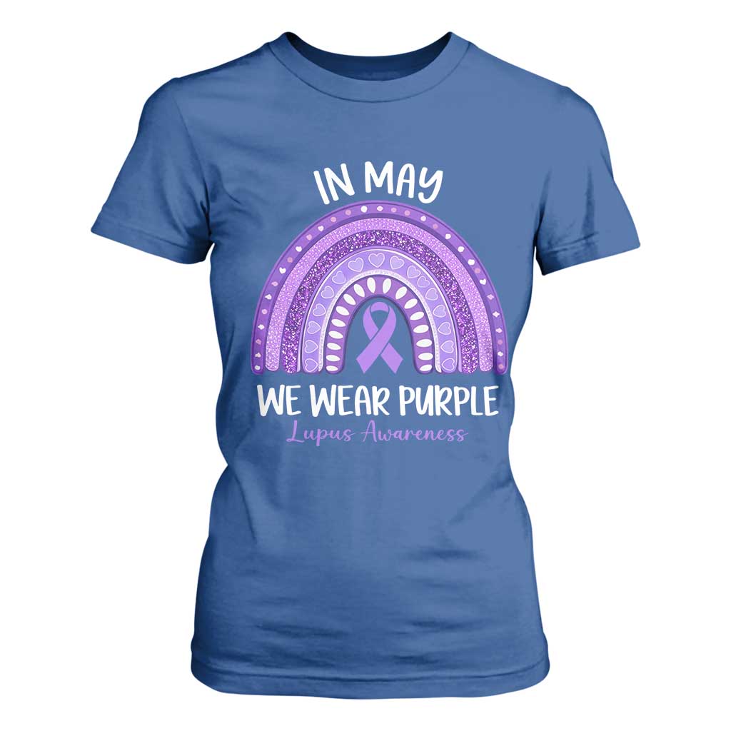 Lupus Awareness T Shirt For Women In May We Wear Purple Ribbon Rainbow TS10 Royal Blue Print Your Wear