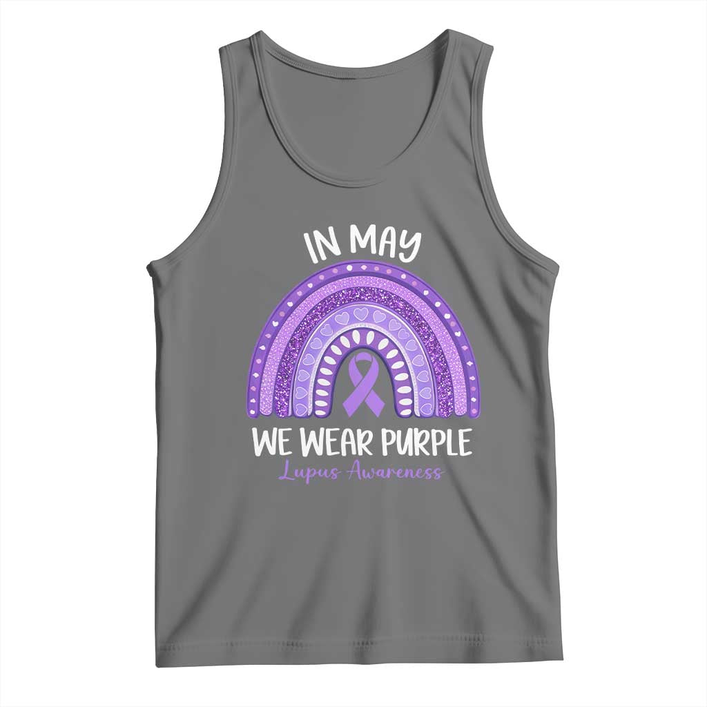 Lupus Awareness Tank Top In May We Wear Purple Ribbon Rainbow TS10 Black Heather Print Your Wear