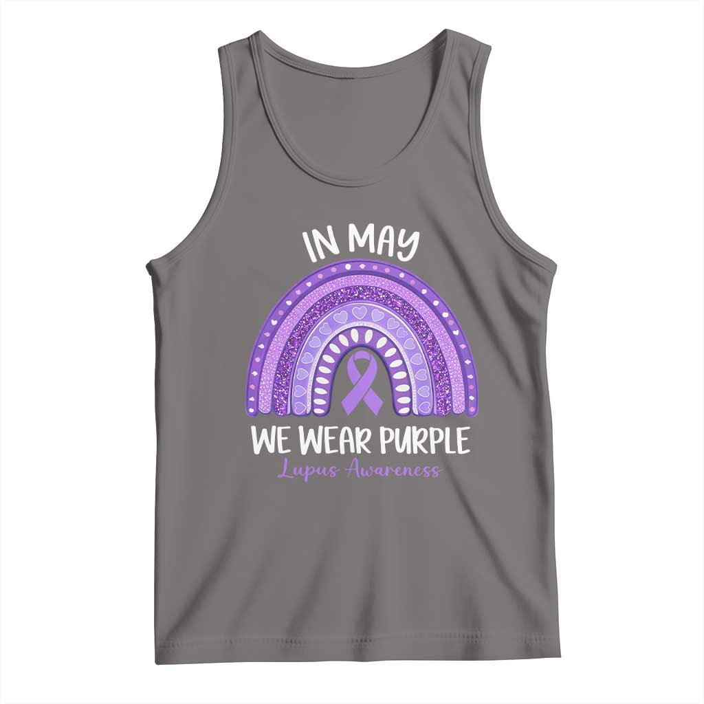 Lupus Awareness Tank Top In May We Wear Purple Ribbon Rainbow TS10 Deep Heather Print Your Wear
