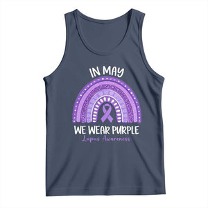 Lupus Awareness Tank Top In May We Wear Purple Ribbon Rainbow TS10 Navy Print Your Wear