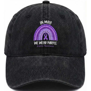 Lupus Awareness Washed Cotton Baseball Cap In May We Wear Purple Ribbon Rainbow TS10 Washed Cap Universal Fit Black Print Your Wear