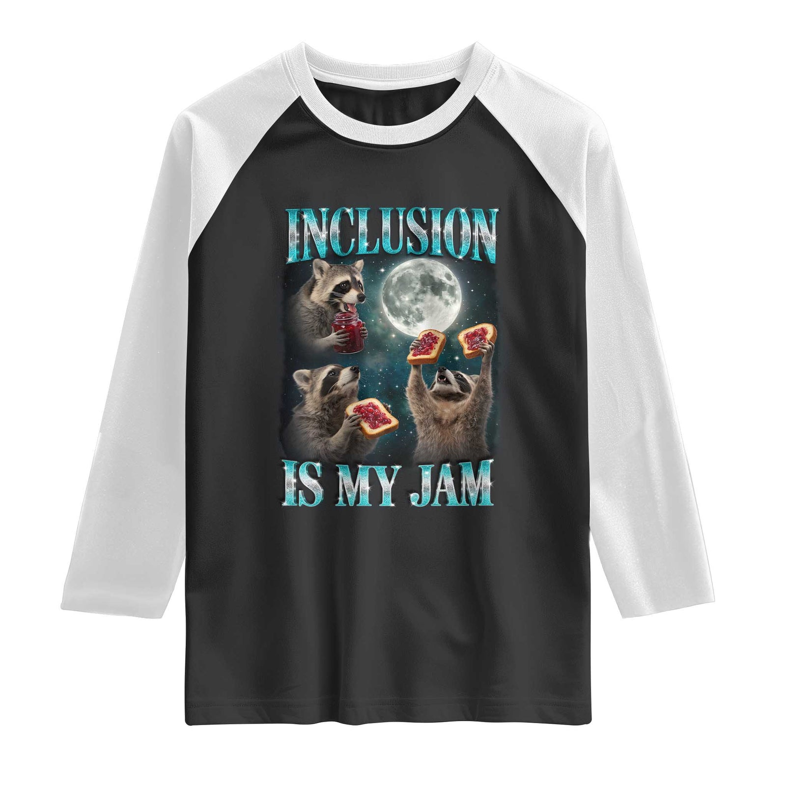 Inclusion Is My Jam Raglan Shirt Raccoon Meme Neurodiversity SPED Teacher Gift TS10 Black White Print Your Wear