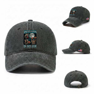 Inclusion Is My Jam Washed Cotton Baseball Cap Raccoon Meme Neurodiversity SPED Teacher Gift TS10 Washed Cap Universal Fit Dark Green Print Your Wear