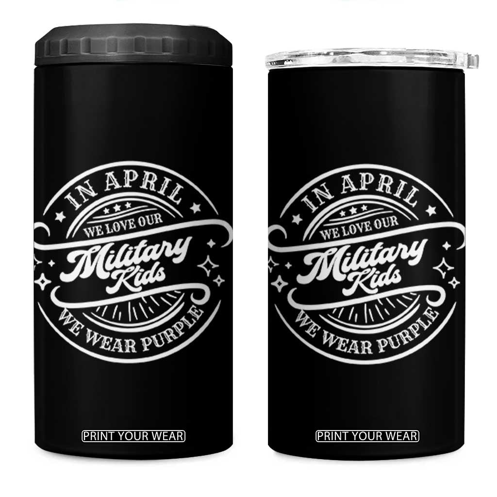 Purple Up For Military Kids 4 in 1 Can Cooler Tumbler Military Children Month TS10 One Size: 16 oz Black Print Your Wear