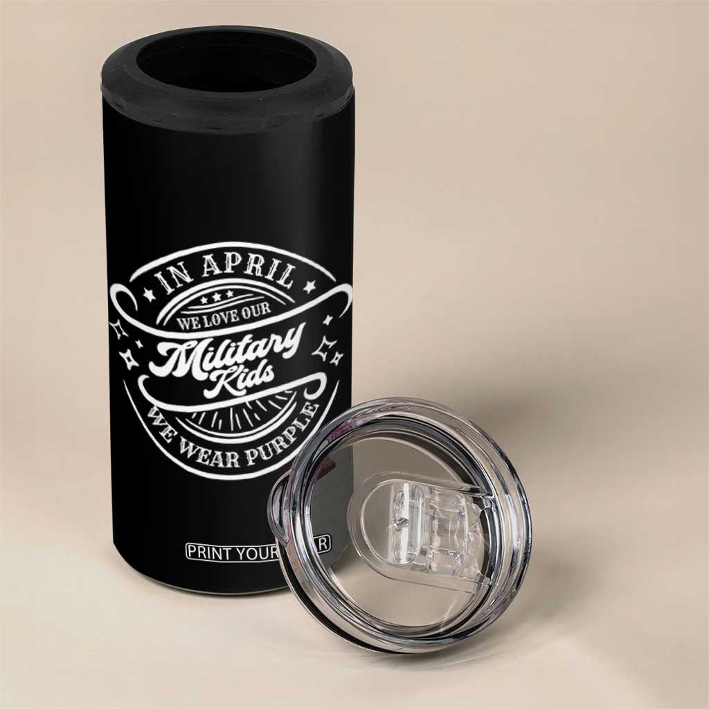 Purple Up For Military Kids 4 in 1 Can Cooler Tumbler Military Children Month TS10 Print Your Wear