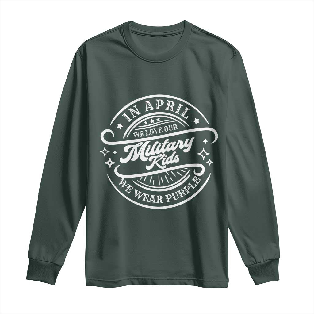 Purple Up For Military Kids Long Sleeve Shirt Military Children Month TS10 Dark Forest Green Print Your Wear