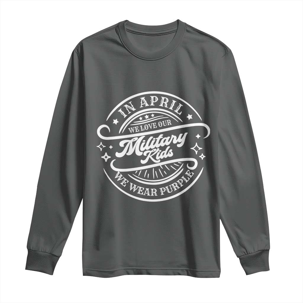 Purple Up For Military Kids Long Sleeve Shirt Military Children Month TS10 Dark Heather Print Your Wear