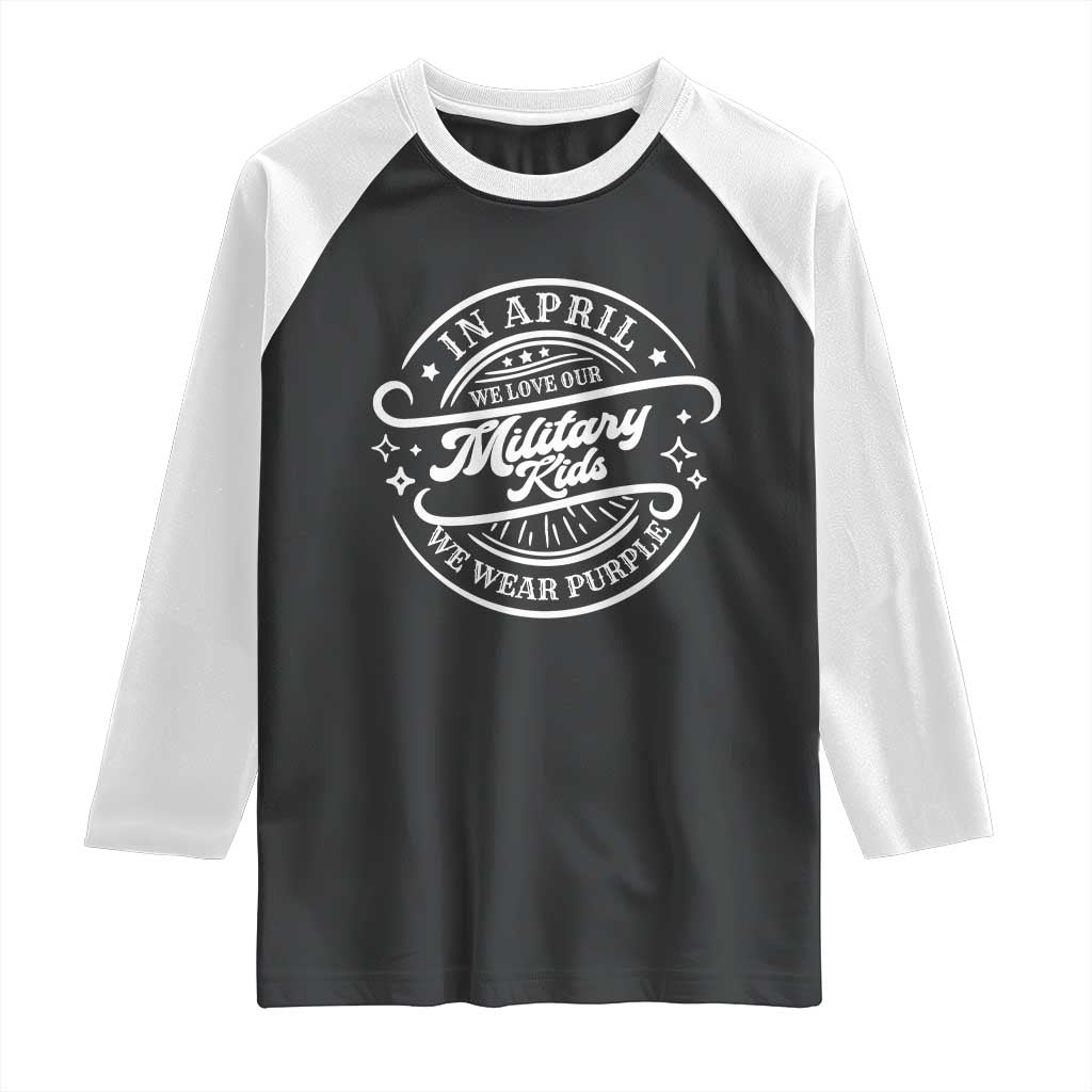 Purple Up For Military Kids Raglan Shirt Military Children Month TS10 Black White Print Your Wear
