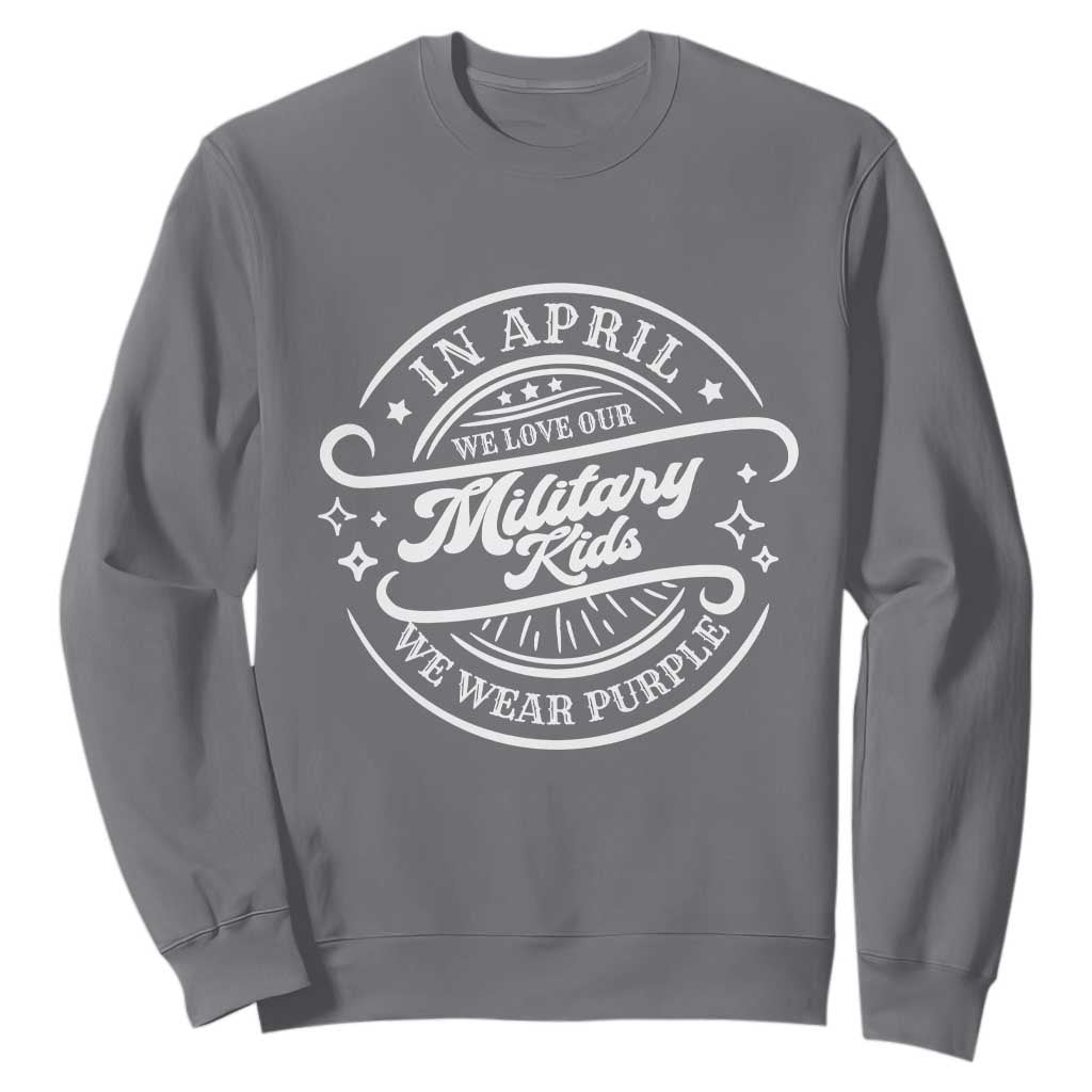 Purple Up For Military Kids Sweatshirt Military Children Month TS10 Charcoal Print Your Wear