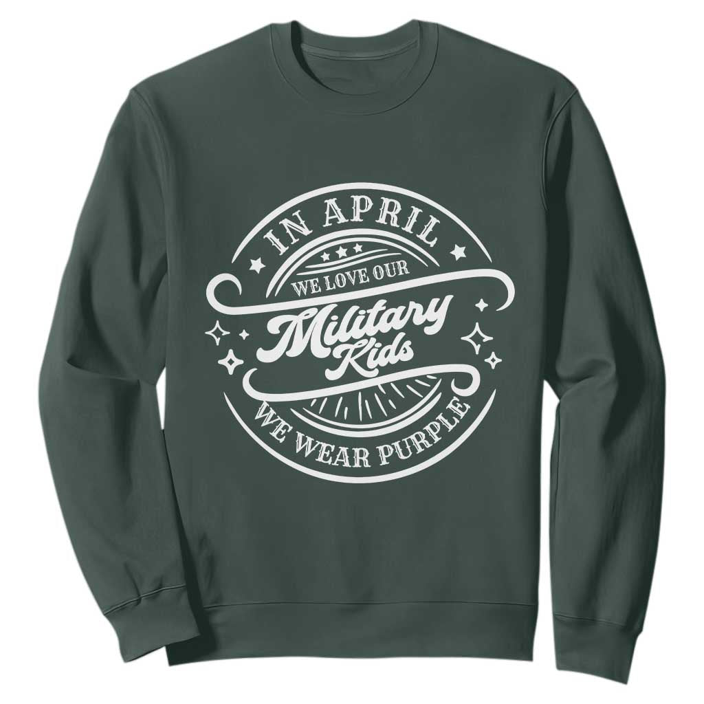 Purple Up For Military Kids Sweatshirt Military Children Month TS10 Dark Forest Green Print Your Wear