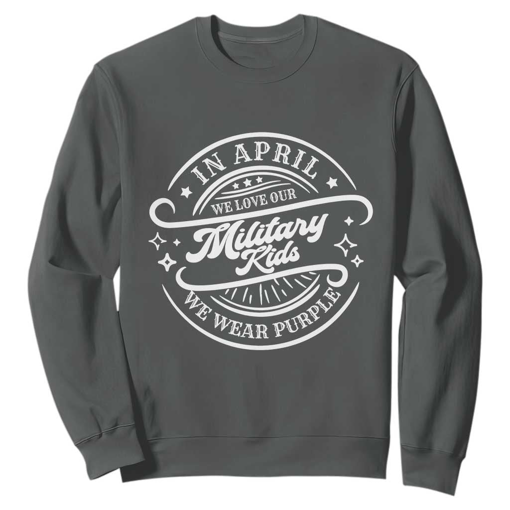 Purple Up For Military Kids Sweatshirt Military Children Month TS10 Dark Heather Print Your Wear