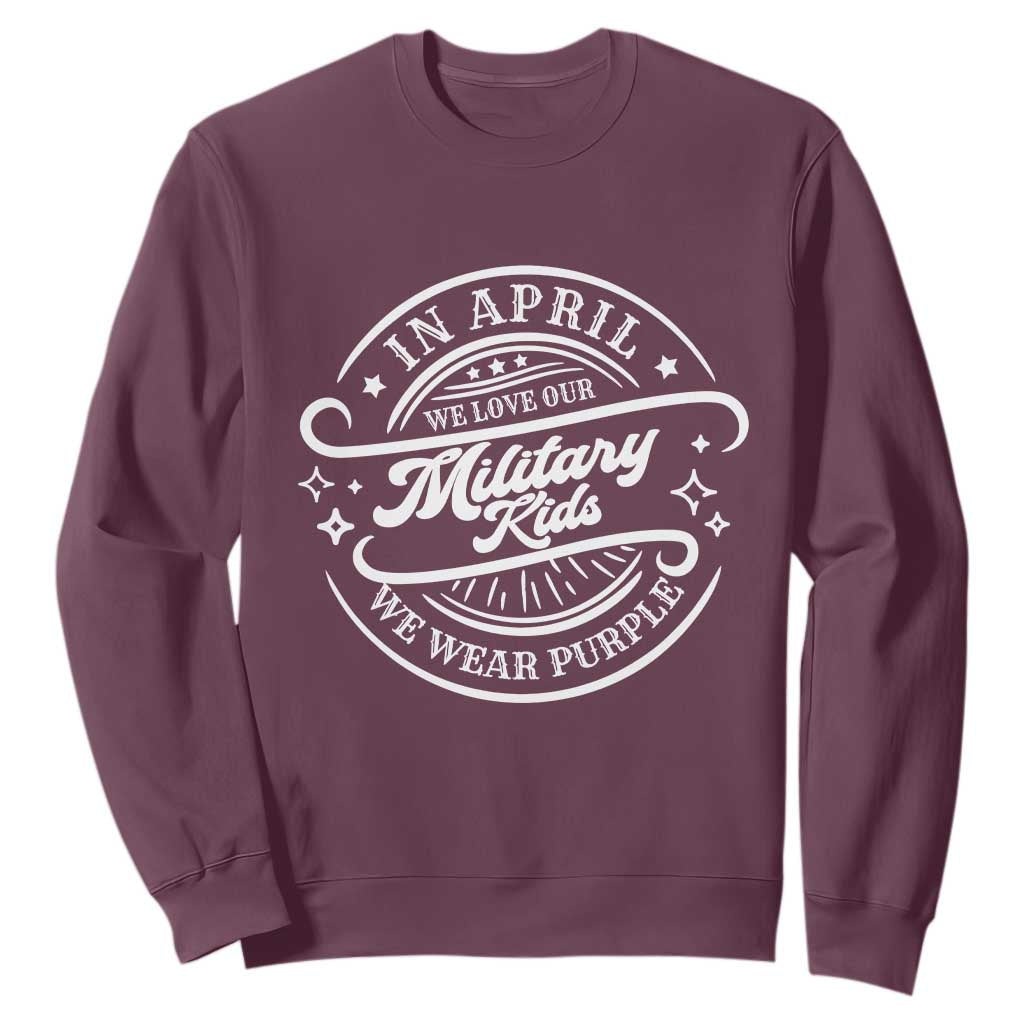 Purple Up For Military Kids Sweatshirt Military Children Month TS10 Maroon Print Your Wear
