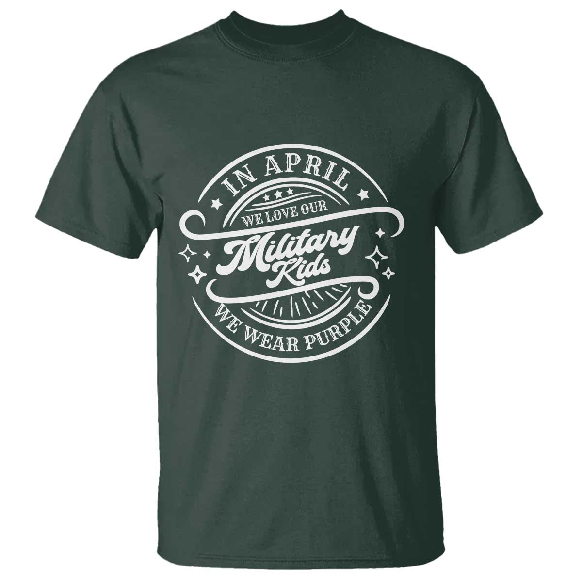 Purple Up For Military Kids T Shirt Military Children Month TS10 Dark Forest Green Print Your Wear