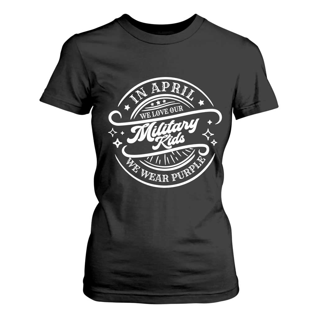 Purple Up For Military Kids T Shirt For Women Military Children Month TS10 Black Print Your Wear