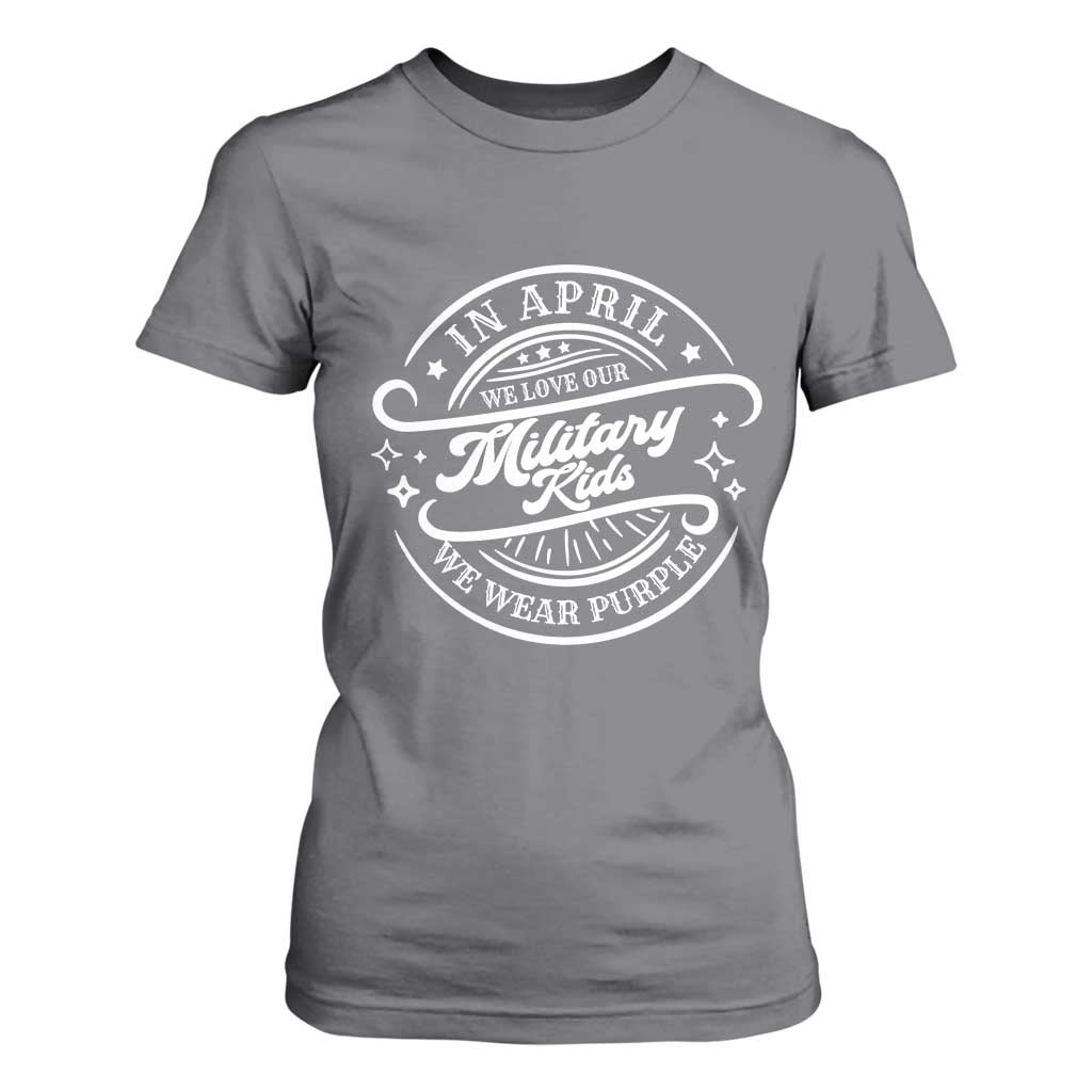 Purple Up For Military Kids T Shirt For Women Military Children Month TS10 Charcoal Print Your Wear