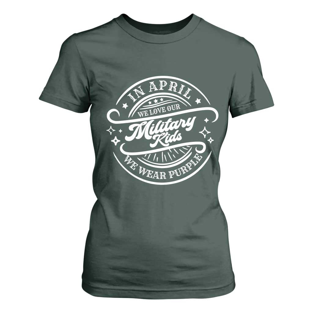 Purple Up For Military Kids T Shirt For Women Military Children Month TS10 Dark Forest Green Print Your Wear