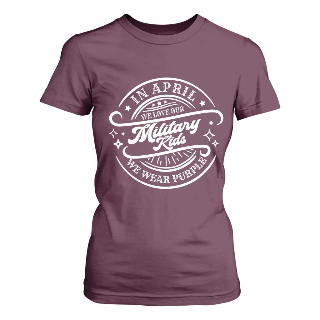 Purple Up For Military Kids T Shirt For Women Military Children Month TS10 Maroon Print Your Wear