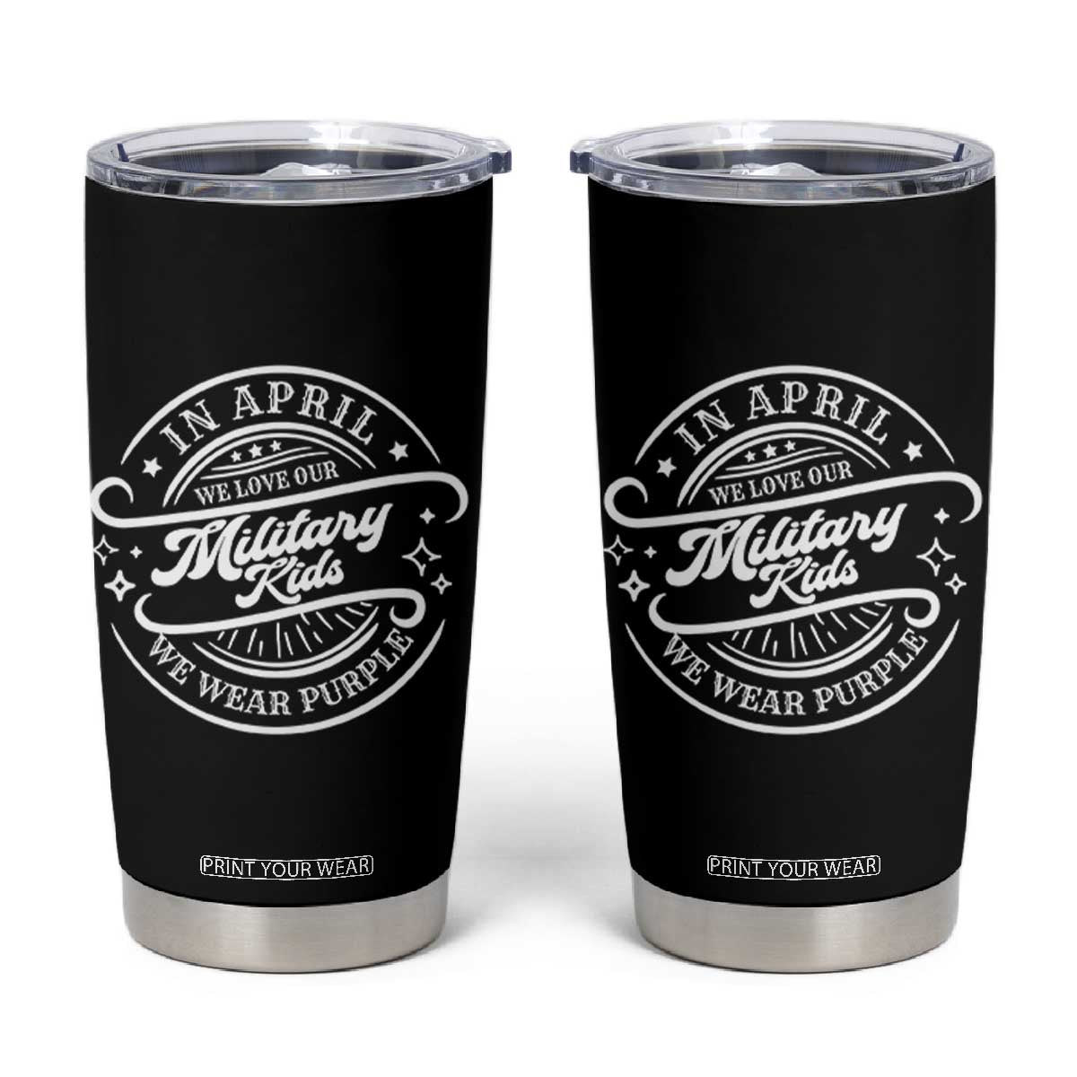 Purple Up For Military Kids Tumbler Cup Military Children Month TS10 Black Print Your Wear