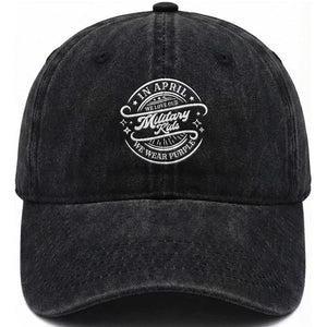 Purple Up For Military Kids Washed Cotton Baseball Cap Military Children Month TS10 Washed Cap Universal Fit Black Print Your Wear