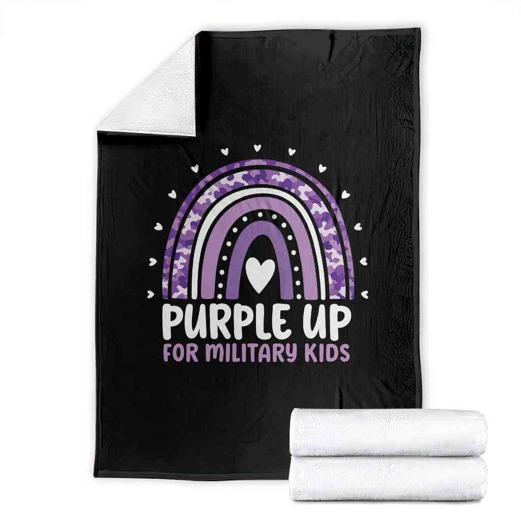 Purple Up For Military Kids Throw Blanket Month Of Military Child Army Rainbow TS10 Black Print Your Wear