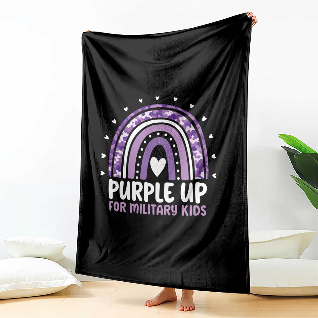 Purple Up For Military Kids Throw Blanket Month Of Military Child Army Rainbow TS10 Print Your Wear