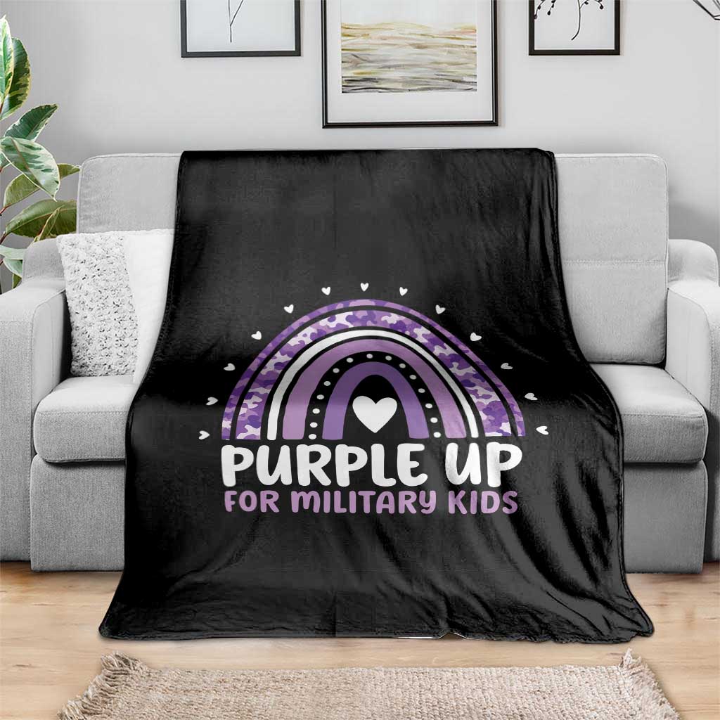 Purple Up For Military Kids Throw Blanket Month Of Military Child Army Rainbow TS10 Print Your Wear