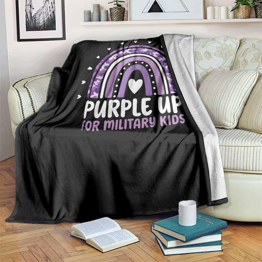 Purple Up For Military Kids Throw Blanket Month Of Military Child Army Rainbow TS10 Print Your Wear