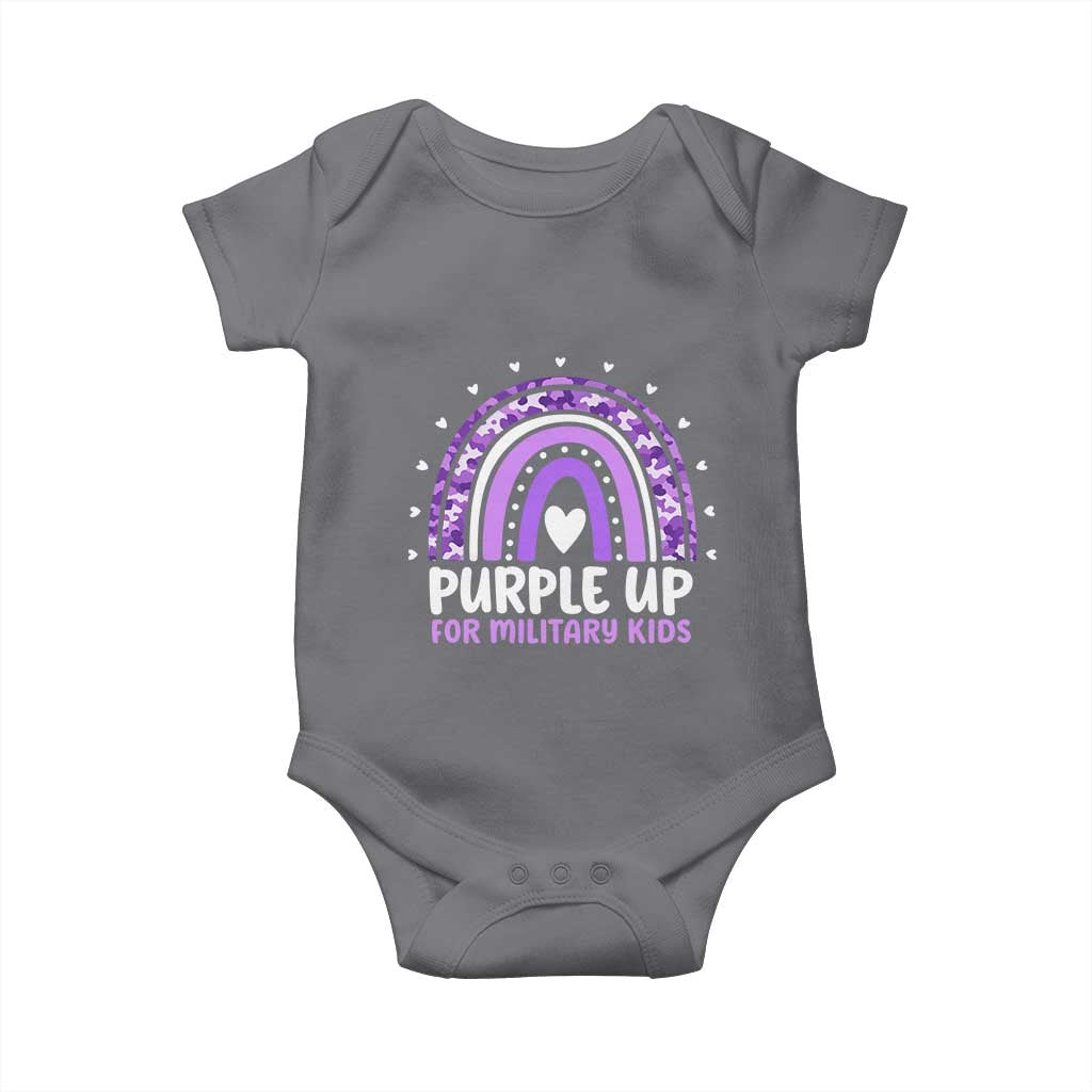 Purple Up For Military Kids Baby Onesie Month Of Military Child Army Rainbow TS10 Charcoal Print Your Wear