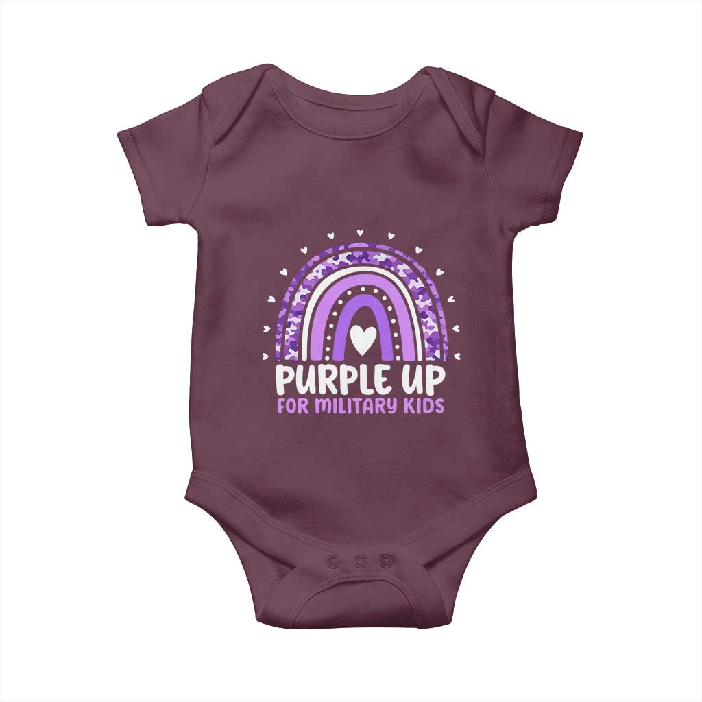 Purple Up For Military Kids Baby Onesie Month Of Military Child Army Rainbow TS10 Maroon Print Your Wear