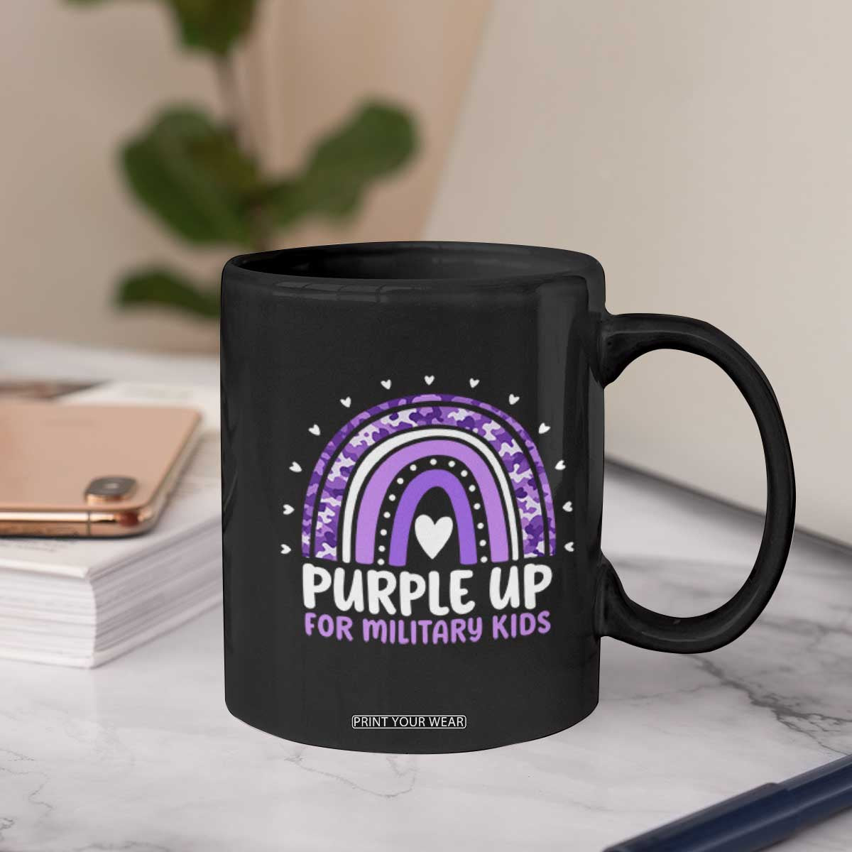 Purple Up For Military Kids Coffee Mug Month Of Military Child Army Rainbow TS10 Print Your Wear