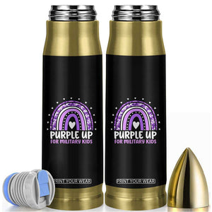 Purple Up For Military Kids Bullet Tumbler Month Of Military Child Army Rainbow TS10 Black Print Your Wear