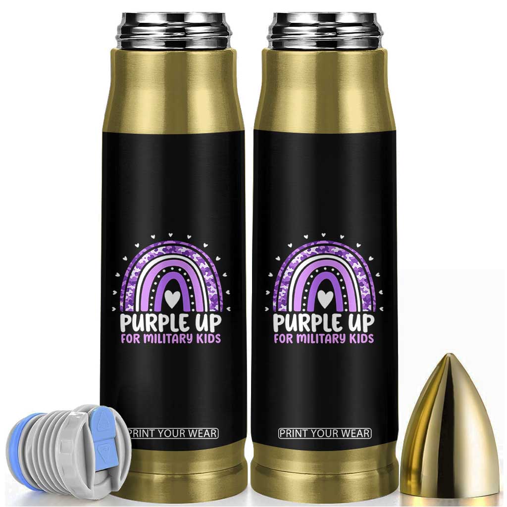 Purple Up For Military Kids Bullet Tumbler Month Of Military Child Army Rainbow TS10 Black Print Your Wear