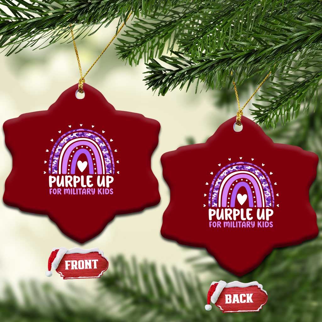Purple Up For Military Kids Ceramic Ornament Month Of Military Child Army Rainbow TS10 Print Your Wear