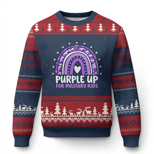 Purple Up For Military Kids Ugly Christmas Sweater Month Of Military Child Army Rainbow TS10 Navy Red Print Your Wear