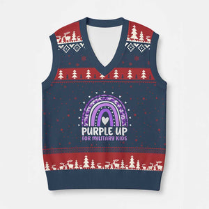Purple Up For Military Kids V-Neck Knit Sweater Vest Month Of Military Child Army Rainbow TS10 Navy Red Print Your Wear