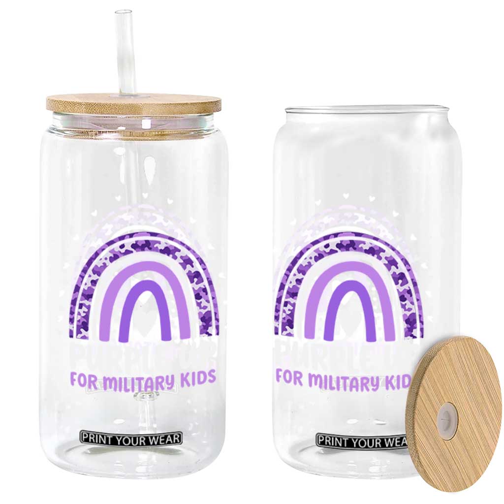 Purple Up For Military Kids Glass Can Month Of Military Child Army Rainbow TS10 Print Your Wear