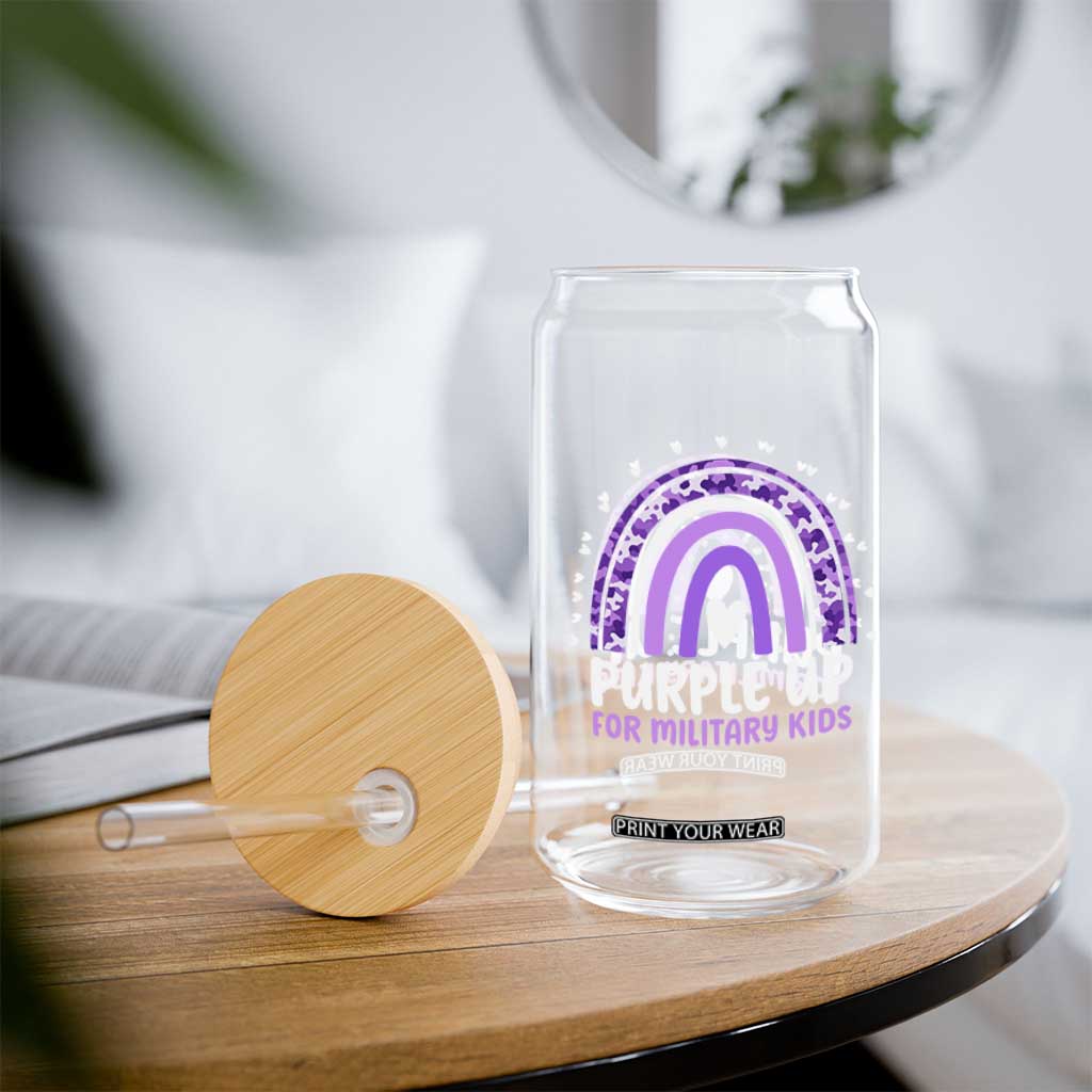 Purple Up For Military Kids Glass Can Month Of Military Child Army Rainbow TS10 Print Your Wear