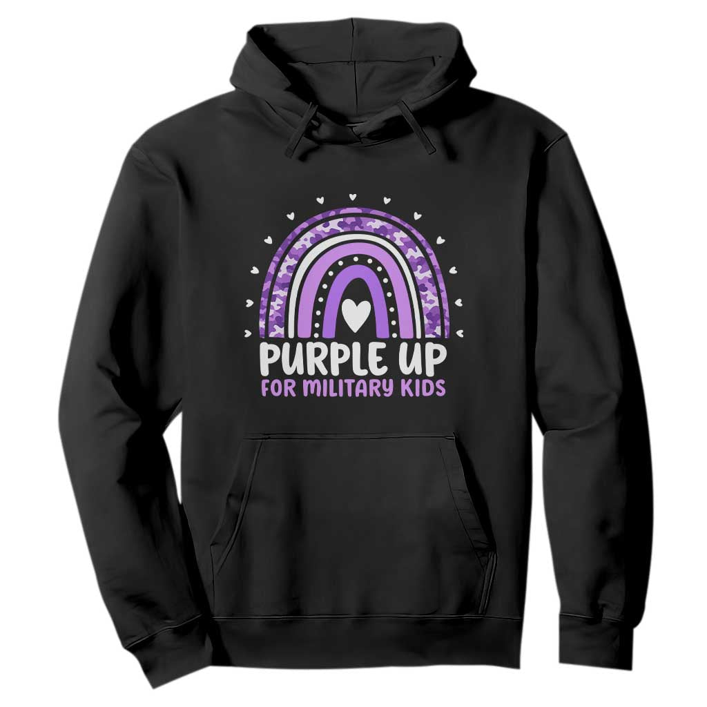 Purple Up For Military Kids Hoodie Month Of Military Child Army Rainbow TS10 Black Print Your Wear