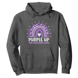 Purple Up For Military Kids Hoodie Month Of Military Child Army Rainbow TS10 Dark Heather Print Your Wear