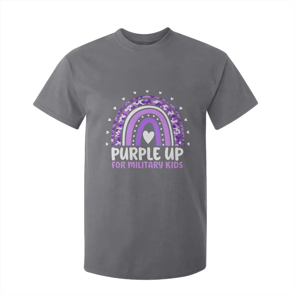 Purple Up For Military Kids T Shirt For Kid Month Of Military Child Army Rainbow TS10 Charcoal Print Your Wear