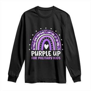 Purple Up For Military Kids Long Sleeve Shirt Month Of Military Child Army Rainbow TS10 Black Print Your Wear